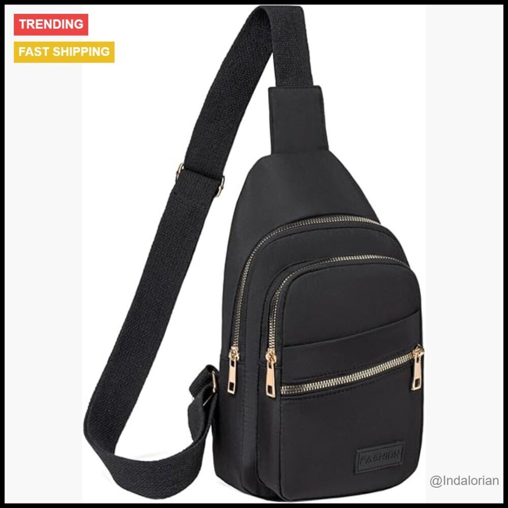 Small Sling Crossbody Bag Adjustable Strap Lightweight Polyester Hiking Daypack